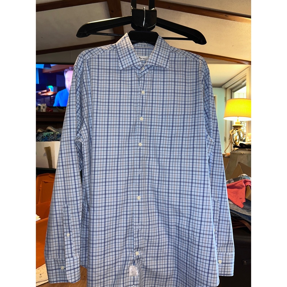 Peter Millar Men's Large Plaid Check Button Up Long Sleeve Shirt
